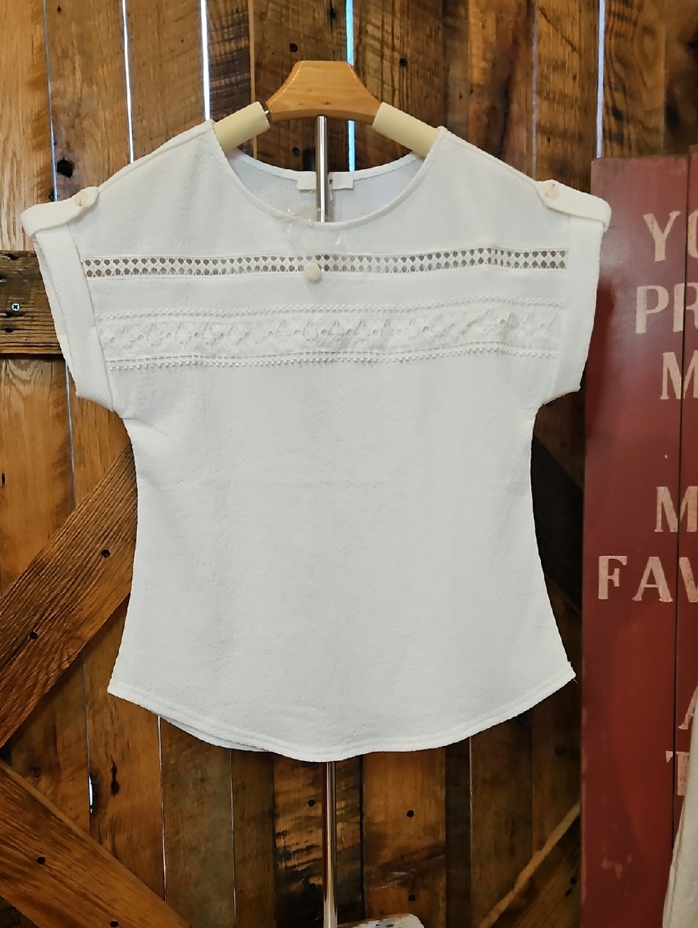 379 mine White Textured Knit Top